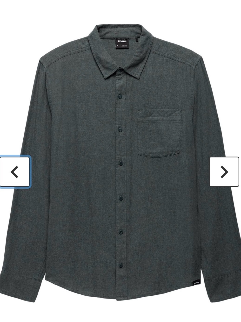 prAna Men's Long-Sleeve Dark Gray Button-Up Shirt XL
